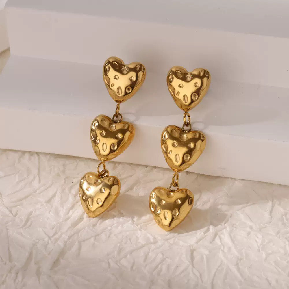 Wolff Jewelry Rustic Heart Earrings Øreringe 18 karat guldbelagt