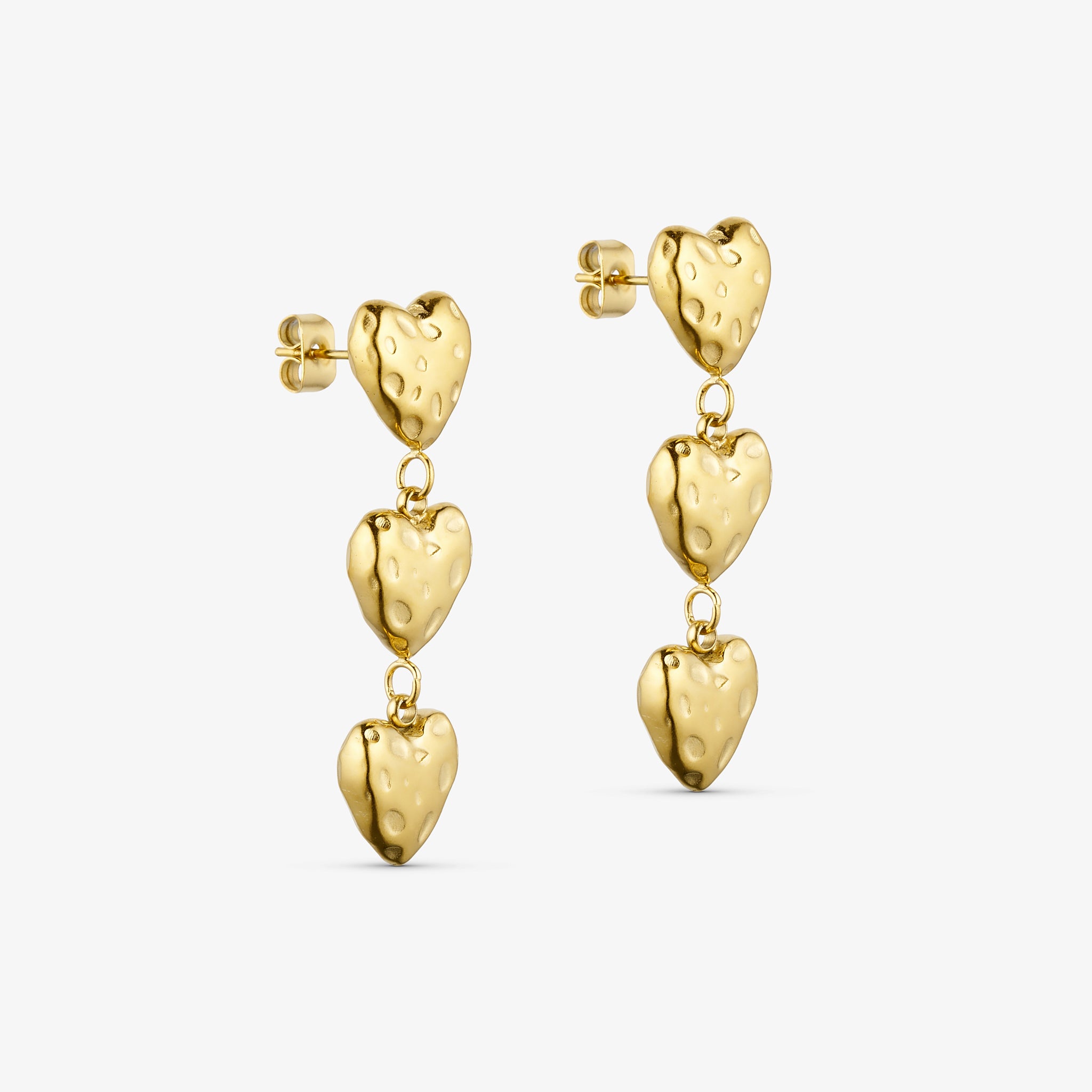 Wolff Jewelry Rustic Heart Earrings Øreringe 18 karat guldbelagt