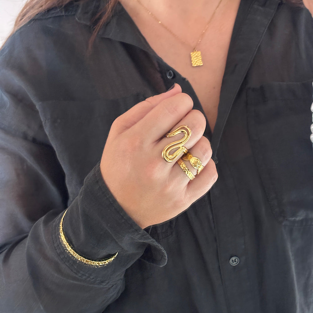 Wolff Jewelry Rustic Ring Ringe 18 karat guldbelagt