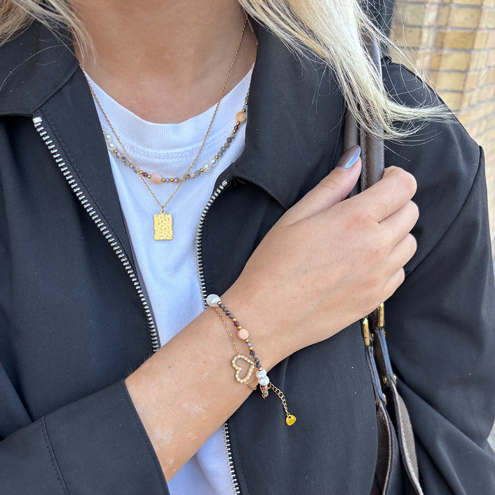 Wolff Jewelry Rustic Square Necklace Halskæder 18 karat guldbelagt