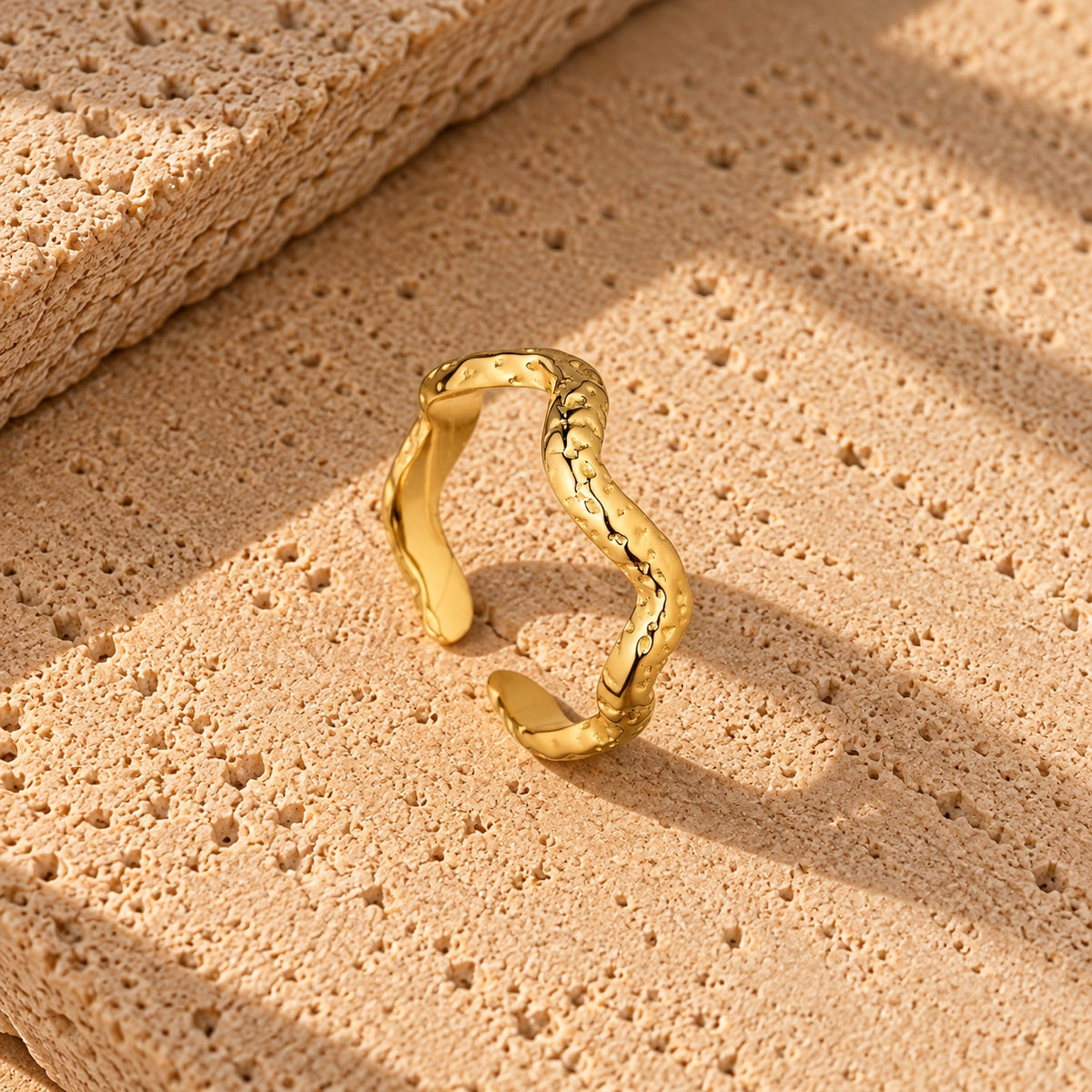 Wolff Jewelry Rustic Wave Ring Ringe 18 karat guldbelagt