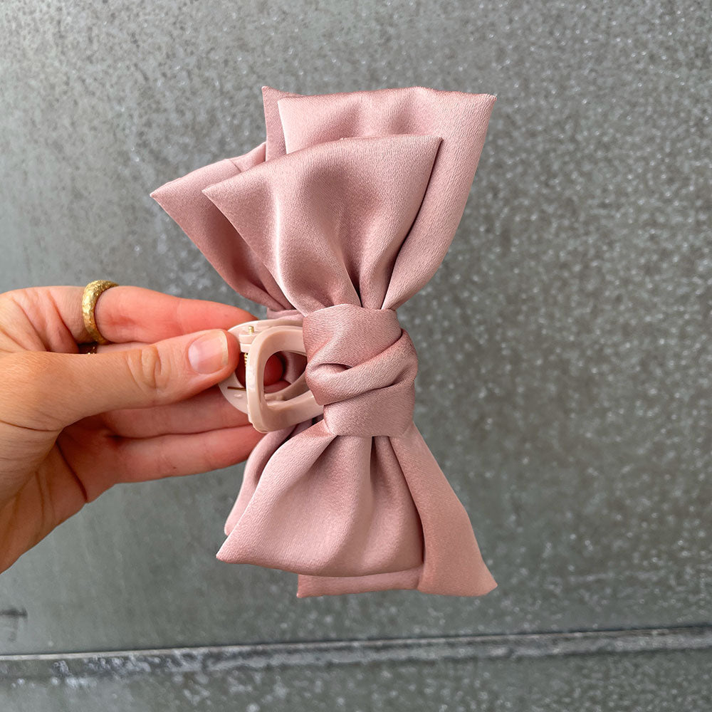 Wolff Jewelry Satin Bow Hair Clip  Rosa