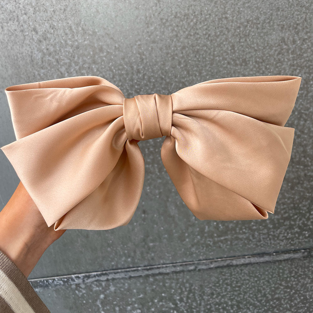 Wolff Jewelry Satin Bow Hair Clip - Small  Sand