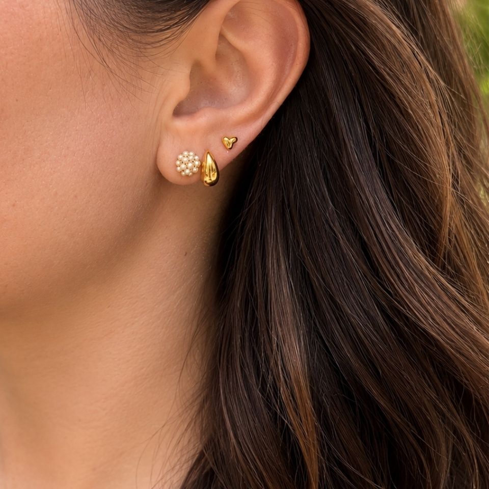 Wolff Jewelry Small Pearl Earstud Øreringe 18 karat guldbelagt