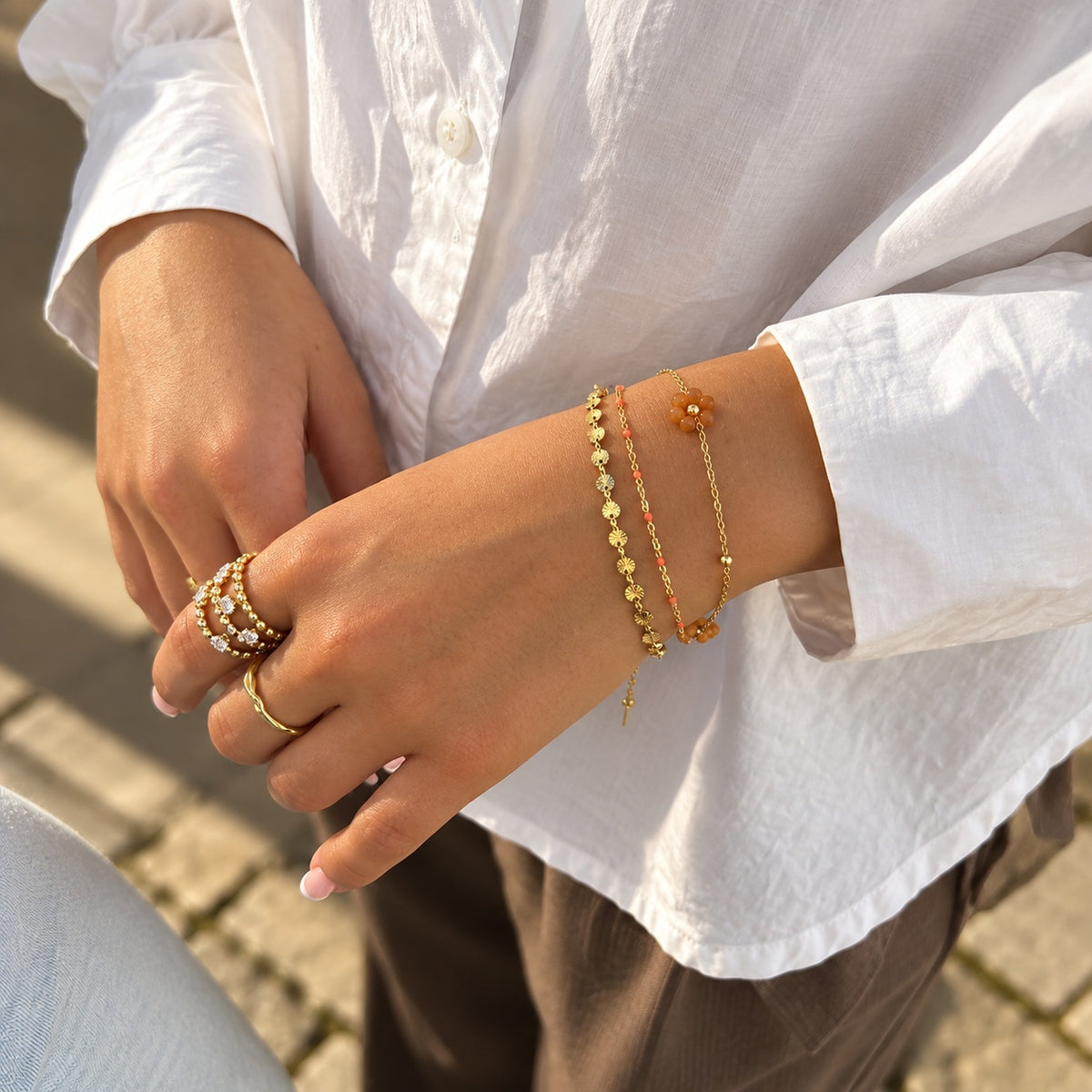 Wolff Jewelry Sunny Chain Bracelet Armbånd 18 karat guldbelagt