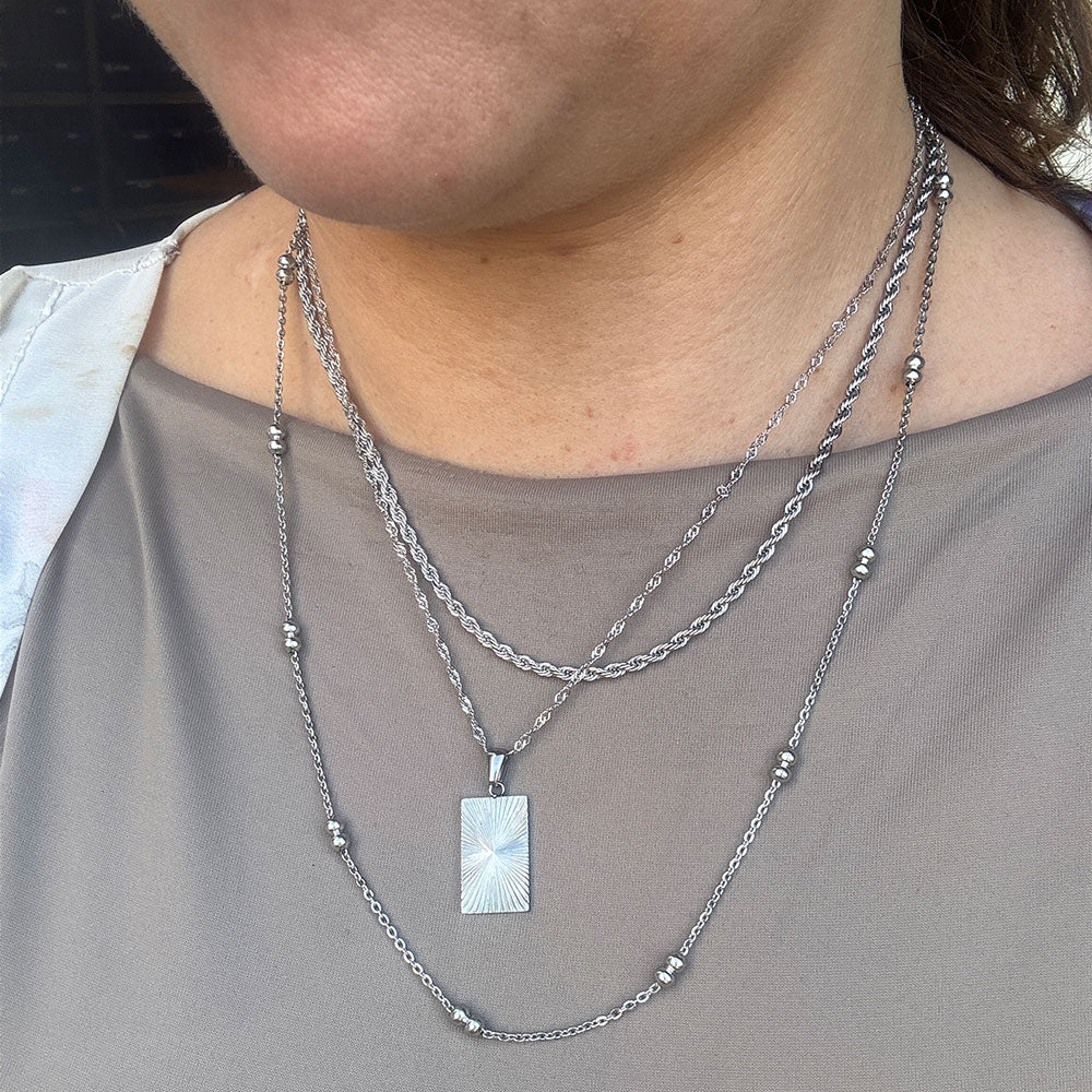 Wolff Jewelry Sunny Square Necklace Halskæder Sølvfarvet