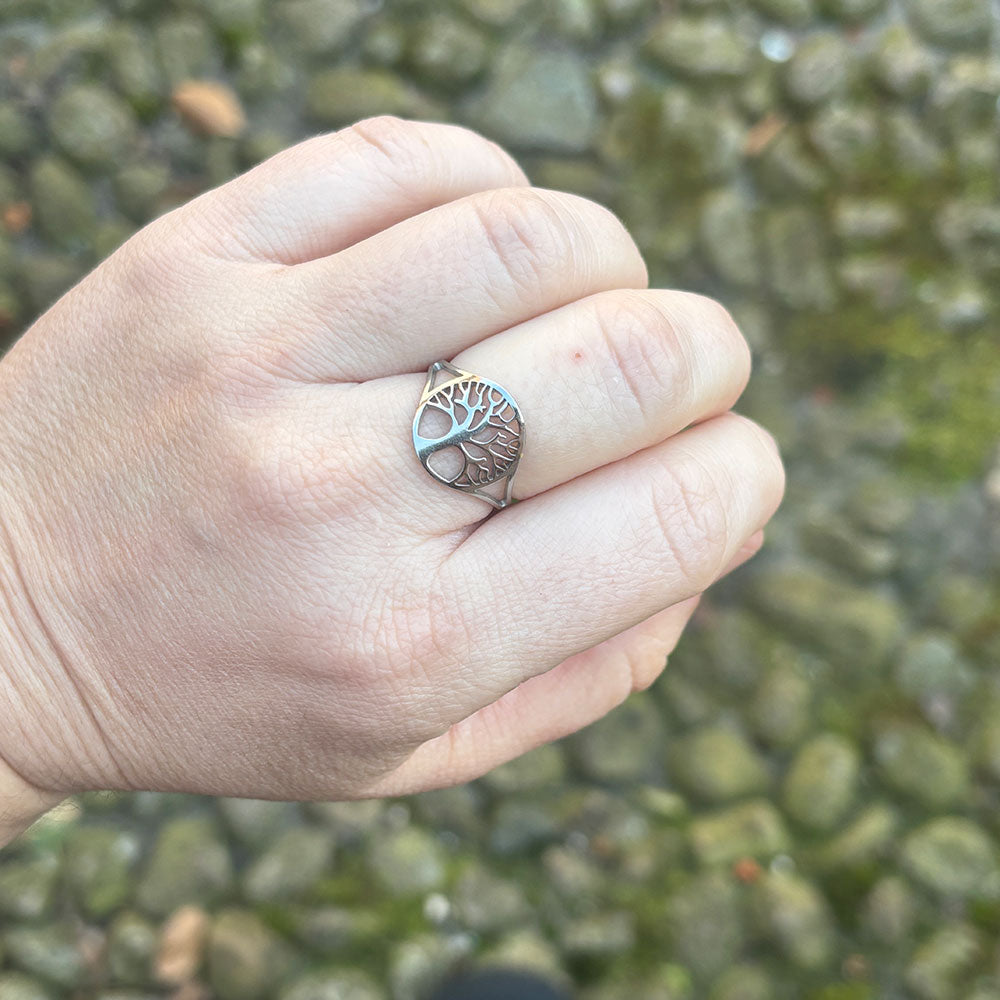 Wolff Jewelry Tree of Life Coin Ring Ringe Sølvfarvet