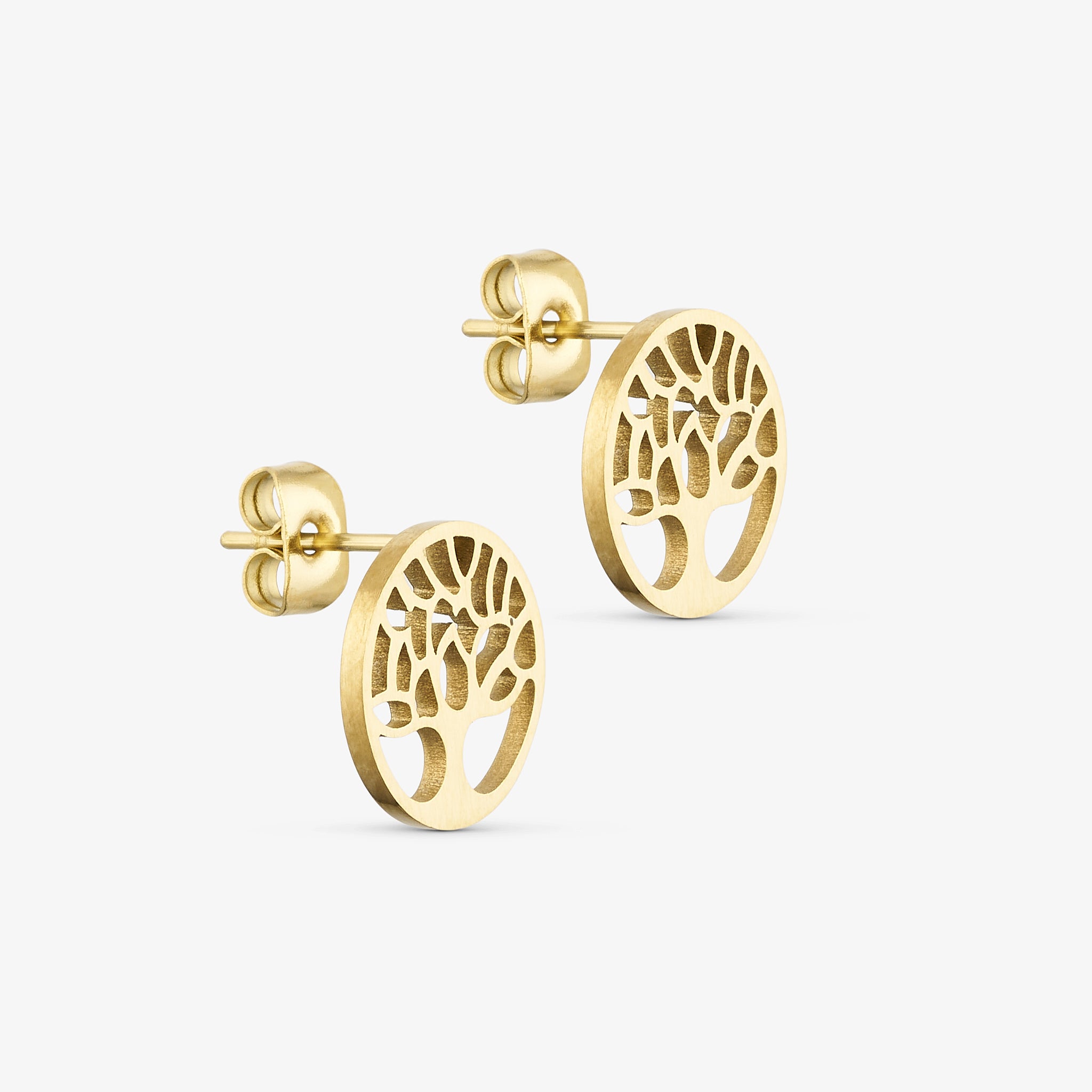 Wolff Jewelry Tree of Life Coin Stud Øreringe 18 karat guldbelagt